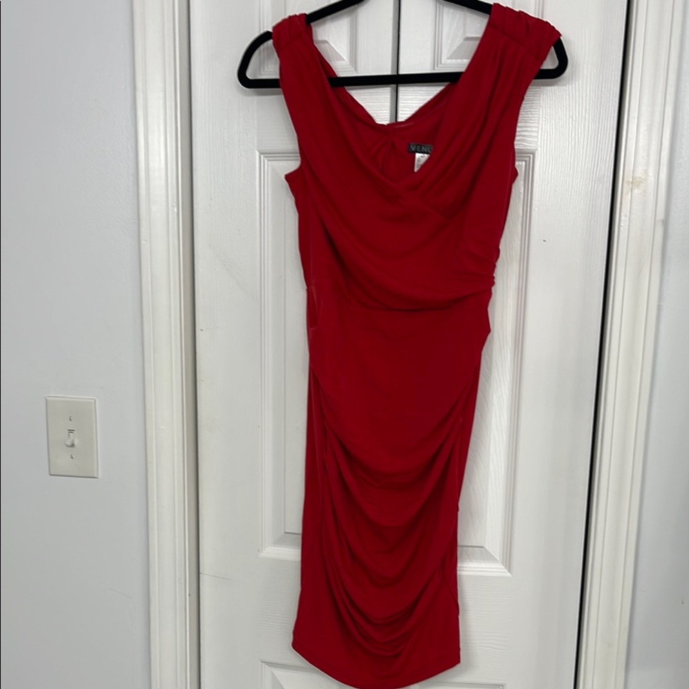 VENUS Red Draped Dress